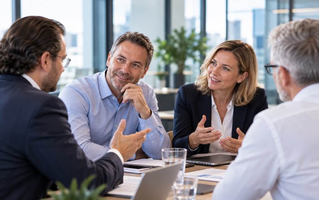Beratungsgespräch auf Augenhöhe: Go2Market Experts im Dialog mit Kunden